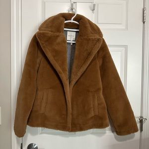 Avec Les Filles Brown Faux Fur Blazer Coat
